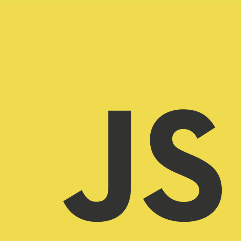 The Javascript logo, the letters JS over a yellow background
